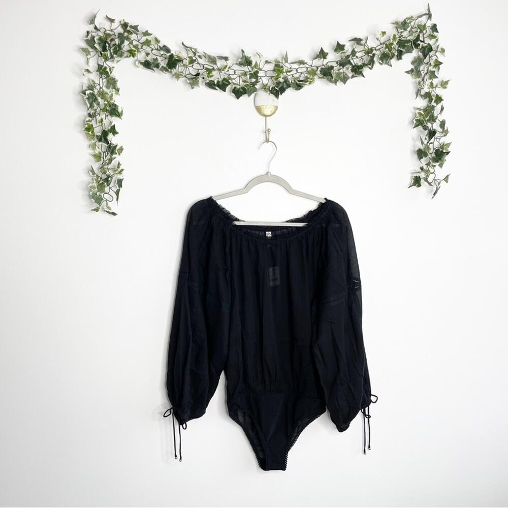 FREE PEOPLE Solid Sundown Bodysuit in Black Small NWT - Picture 2 of 8